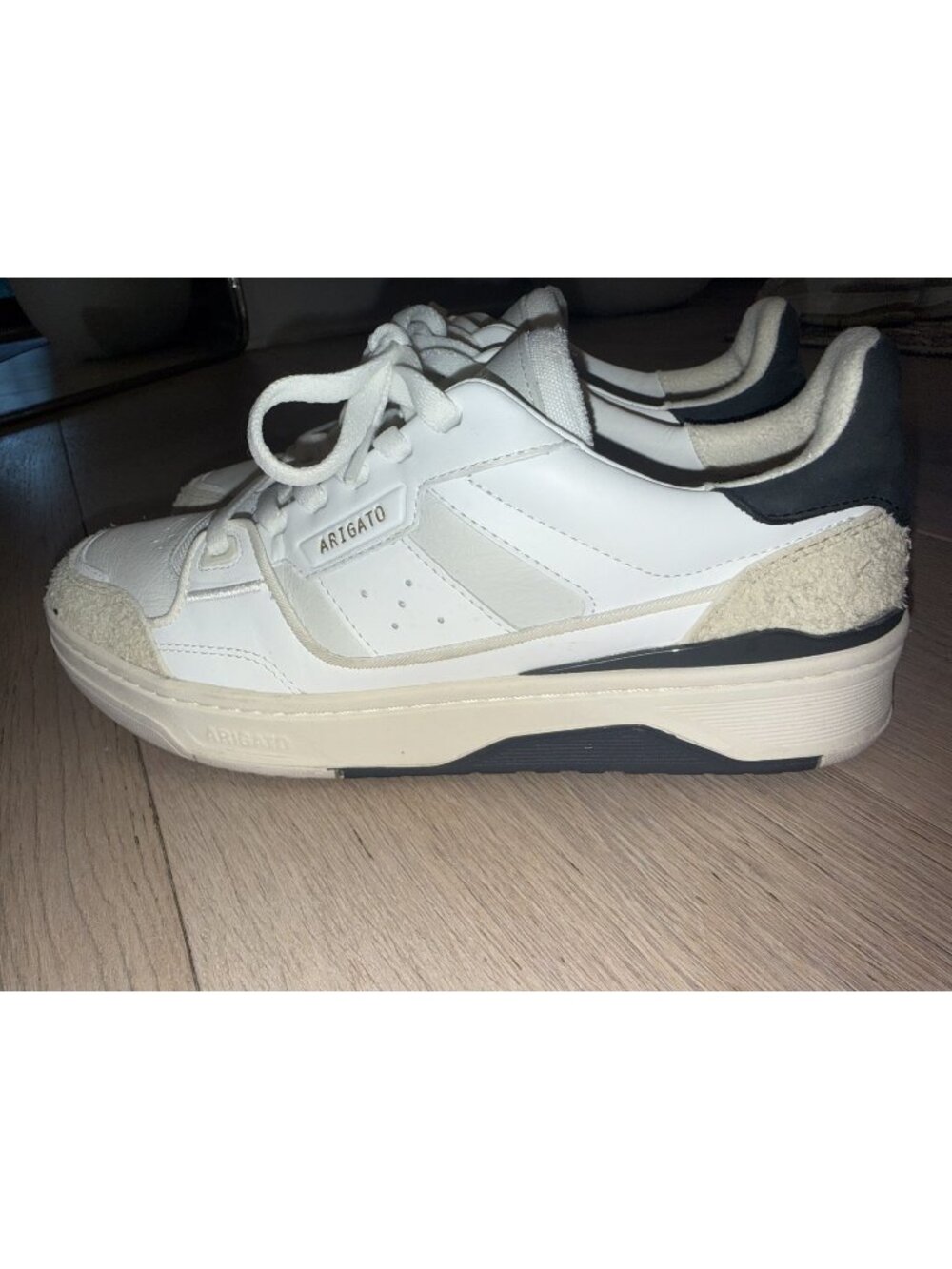 Axel Arigato Clay Sneaker Off White Dark Blue Leather Men's US 8 EU 41